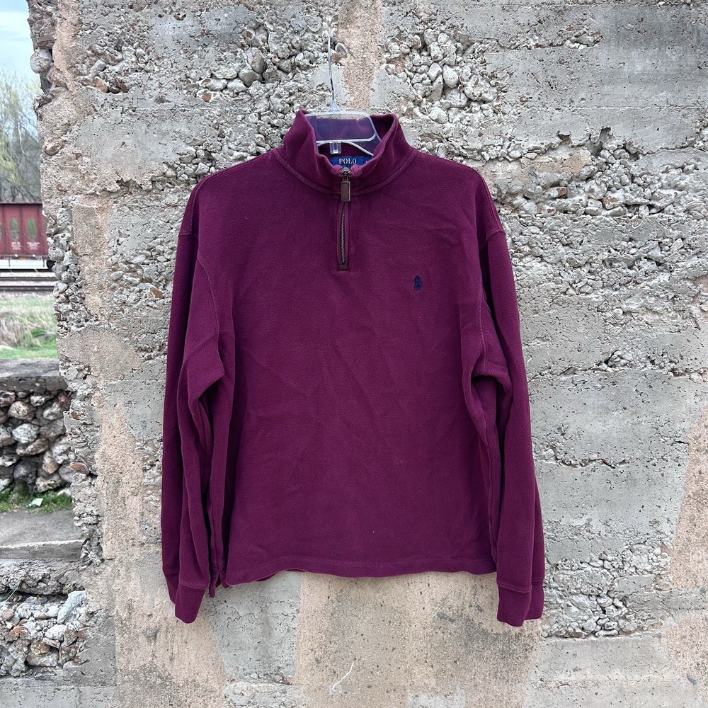 Vintage Polo Ralph Lauren Pullover Mens Size XL‎ Maroon 1/4 Zip Sweater Knit